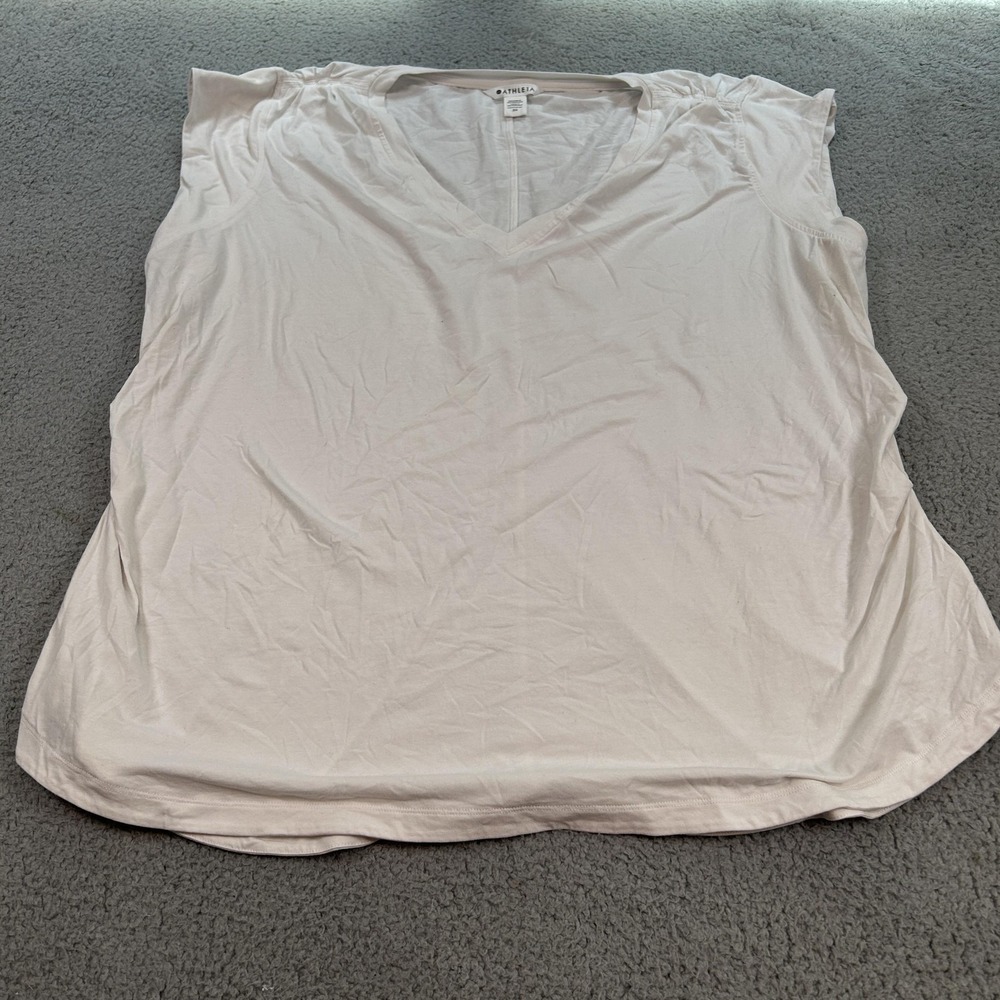 Athleta Sleeveless V-Neck Top Women's 3X White Lightweight Stretch‎ Casual Tank